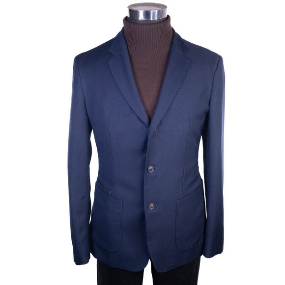 Zara Blazer Mens Sz 40 Solid Blue 3-Button Sport Coat Jacket Blazer WOOL - Picture 2 of 15